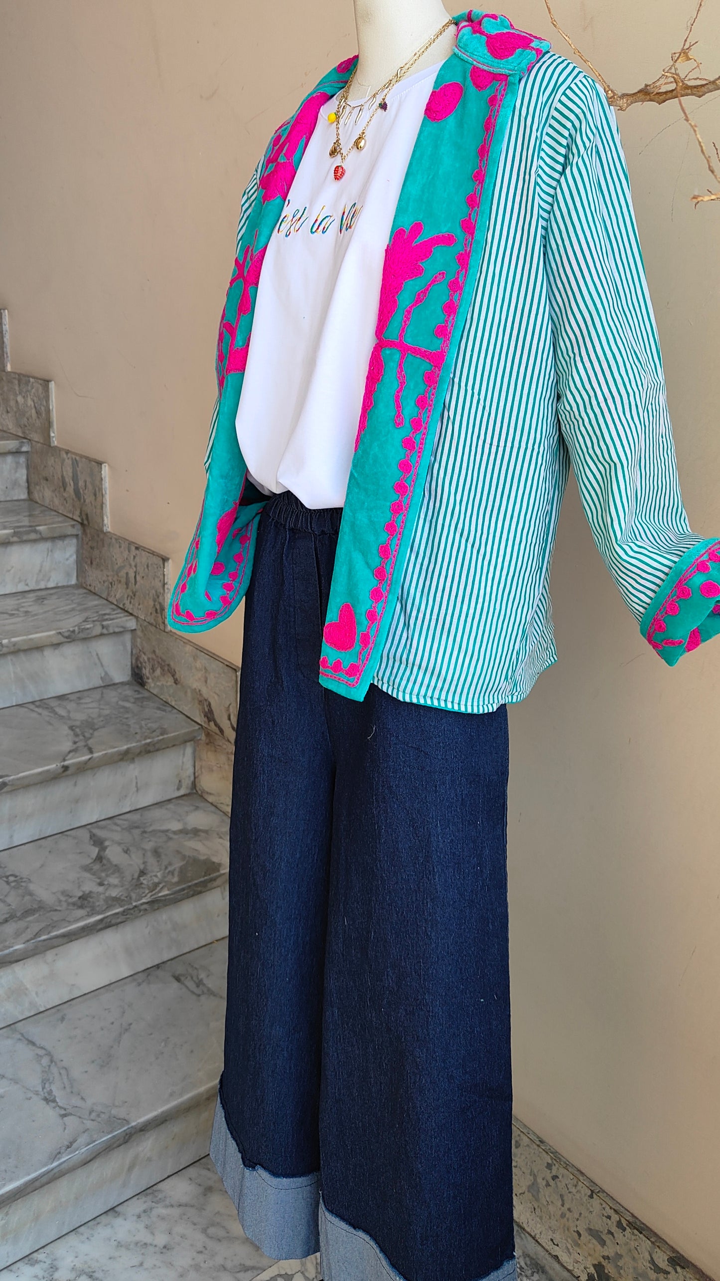 Giacca Boho con Tasche Laterali