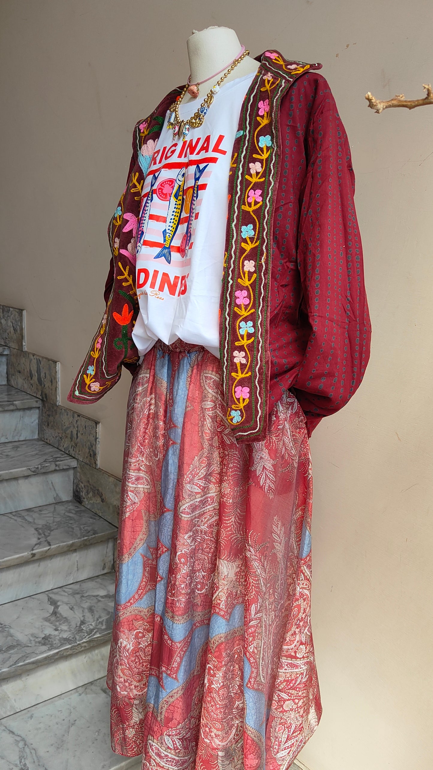 Giacca Boho con Tasche Laterali