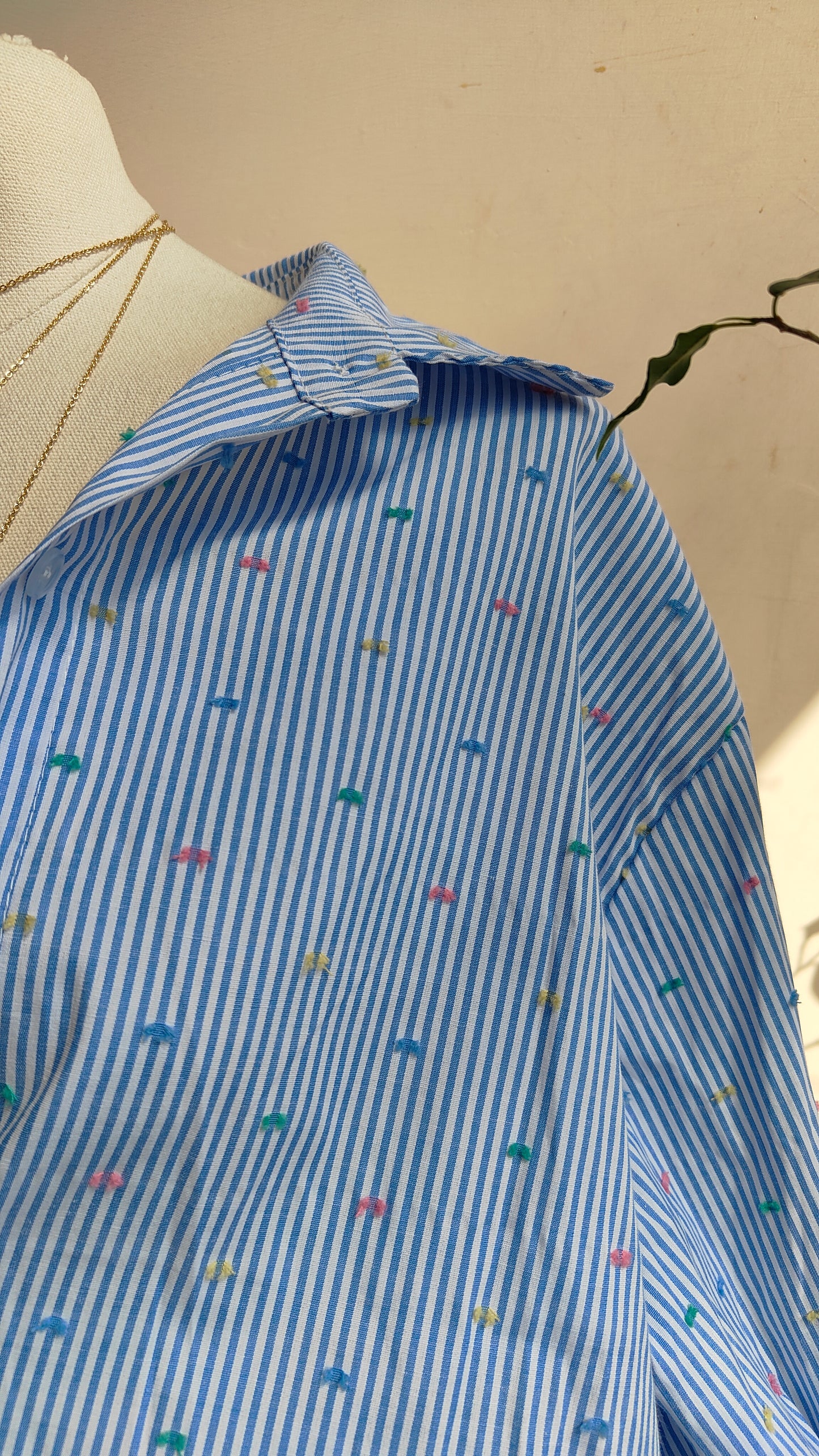 Camicia Riviera a Righe con Ricami Colorati