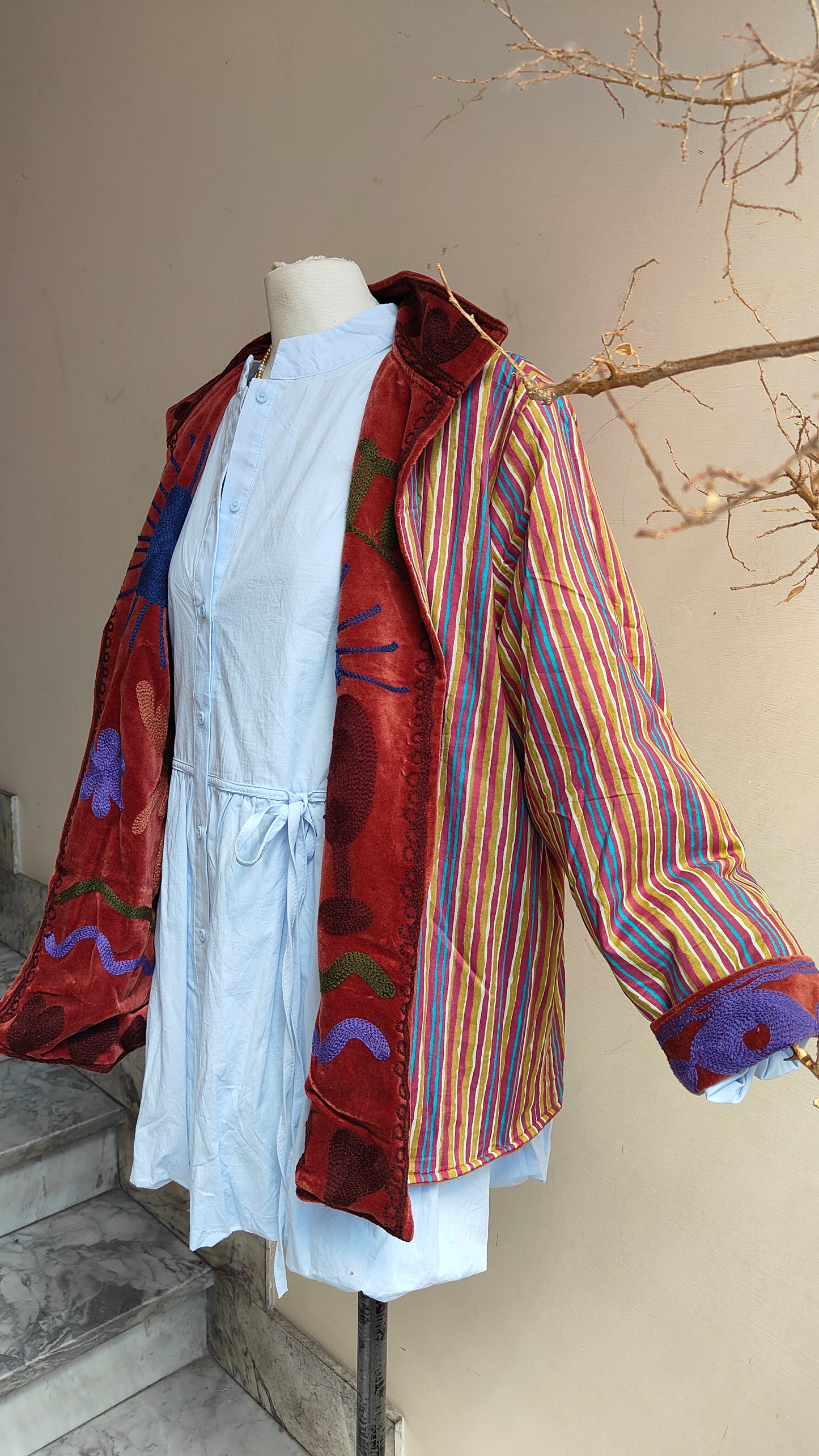 Giacca Boho con Tasche Laterali