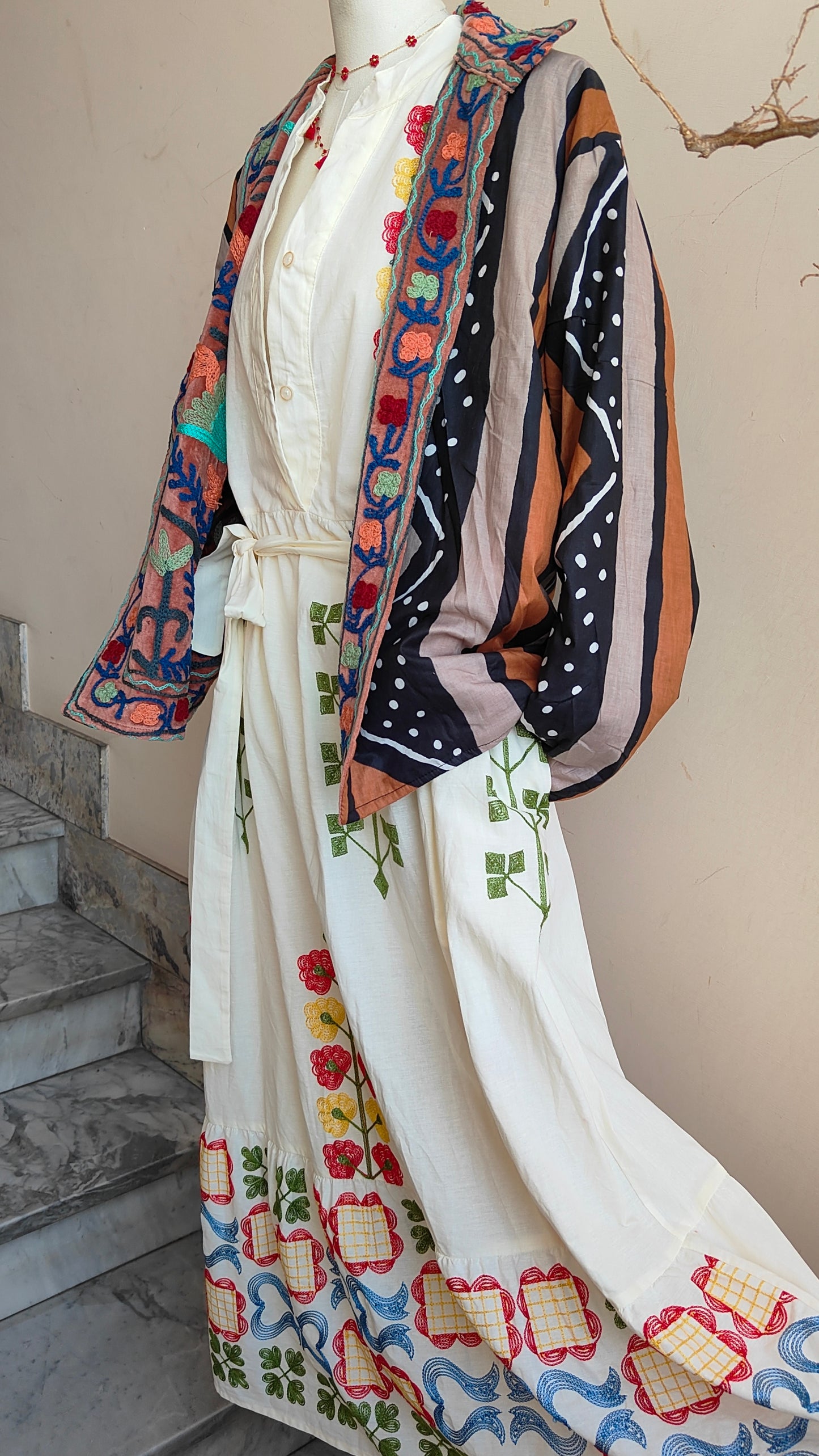Giacca Boho con Tasche Laterali