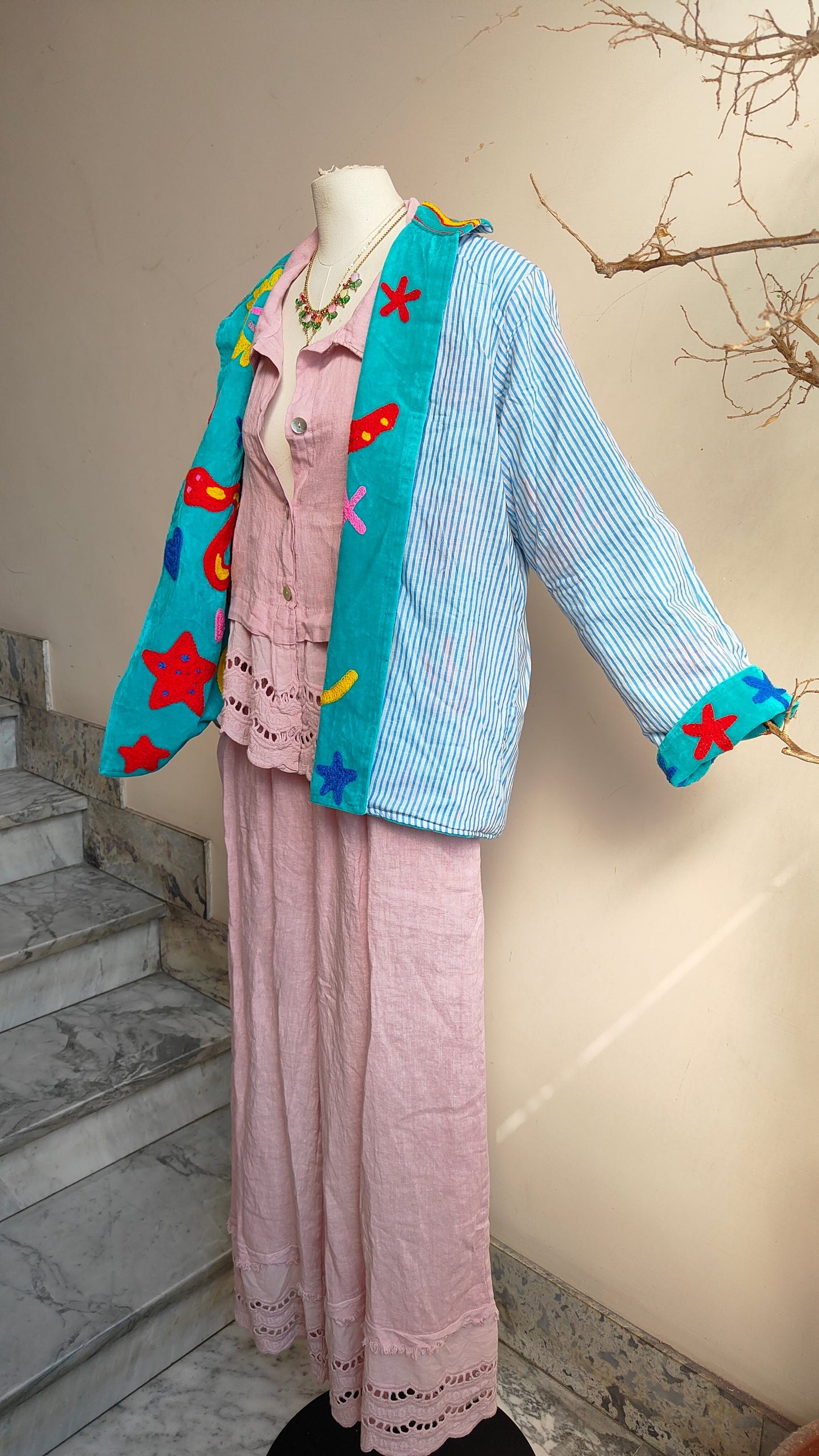 Giacca Boho con Tasche Laterali