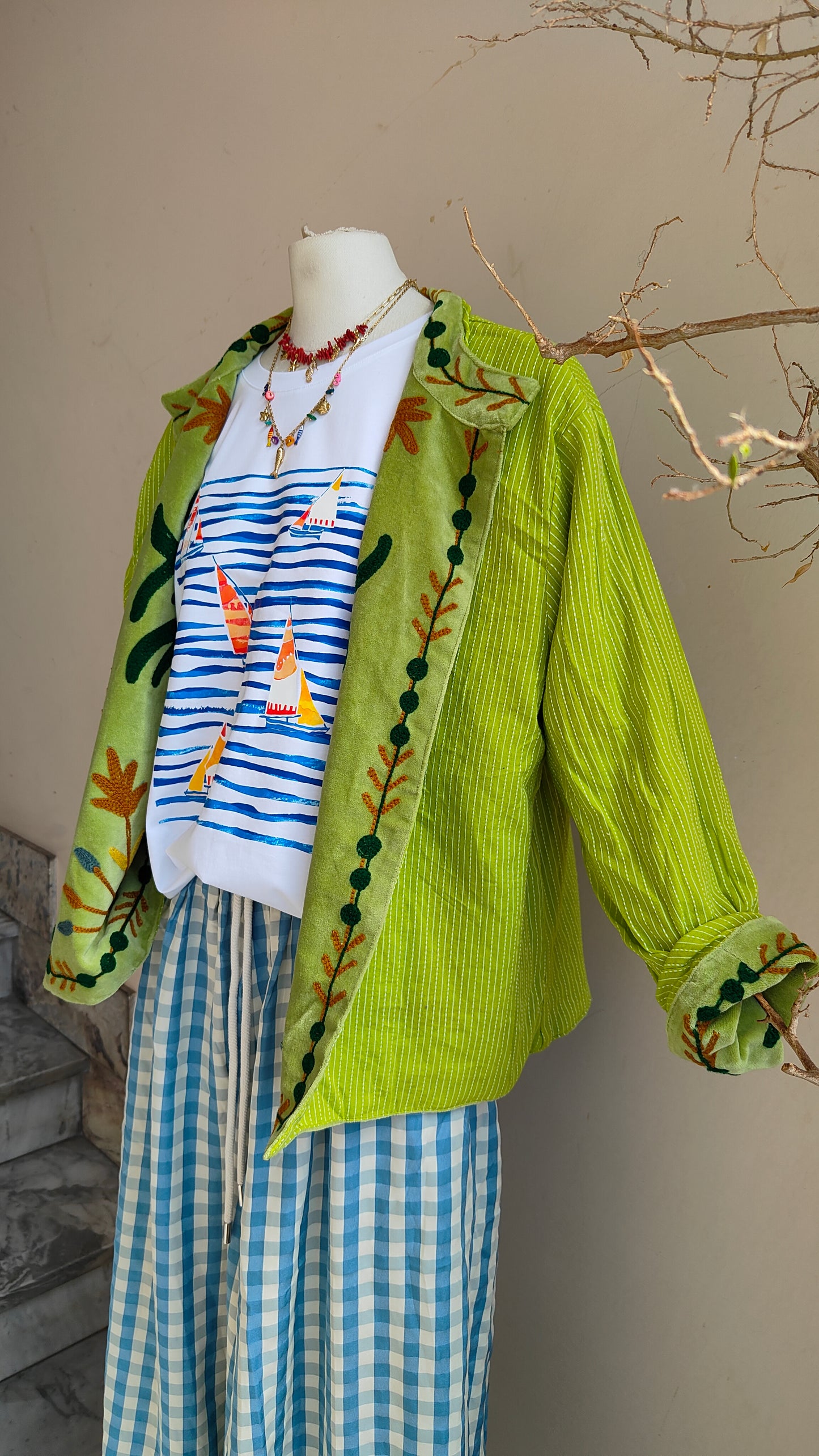 Giacca Boho con Tasche Laterali