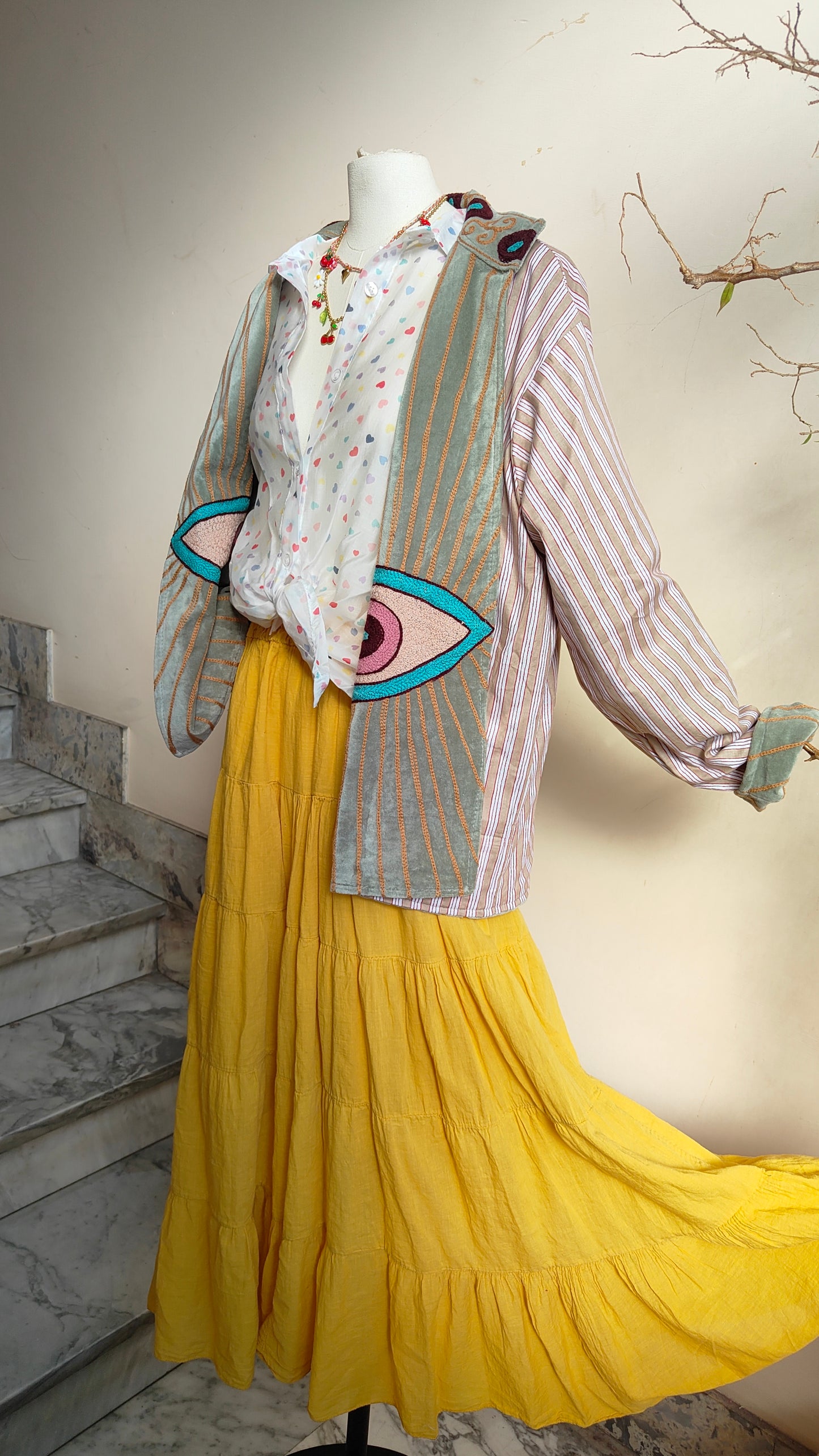 Giacca Boho con Tasche Laterali