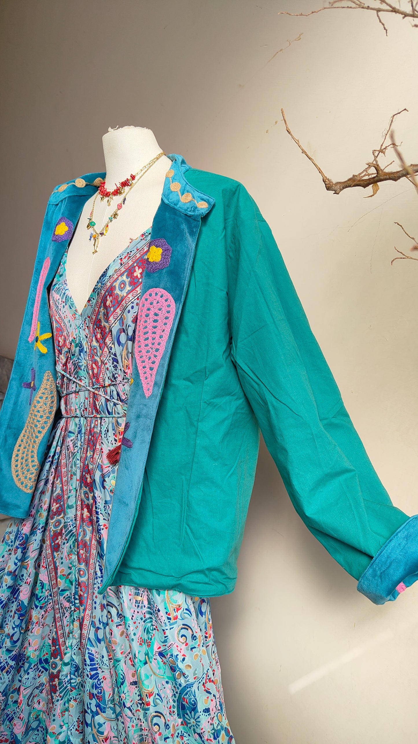 Giacca Boho con Tasche Laterali