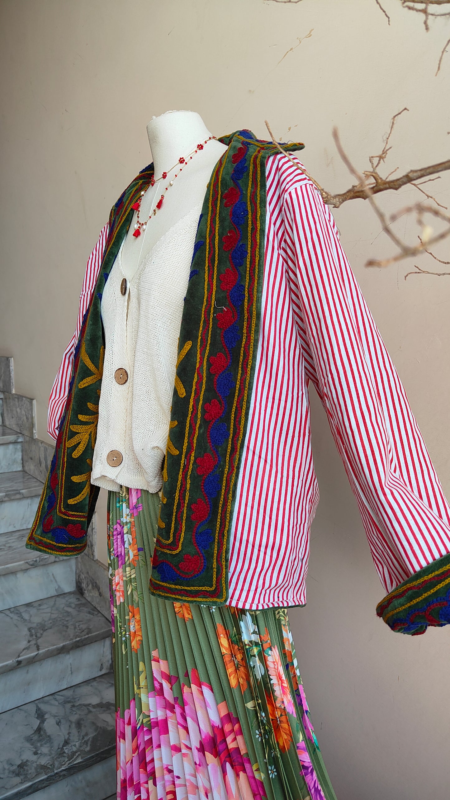 Giacca Boho con Tasche Laterali