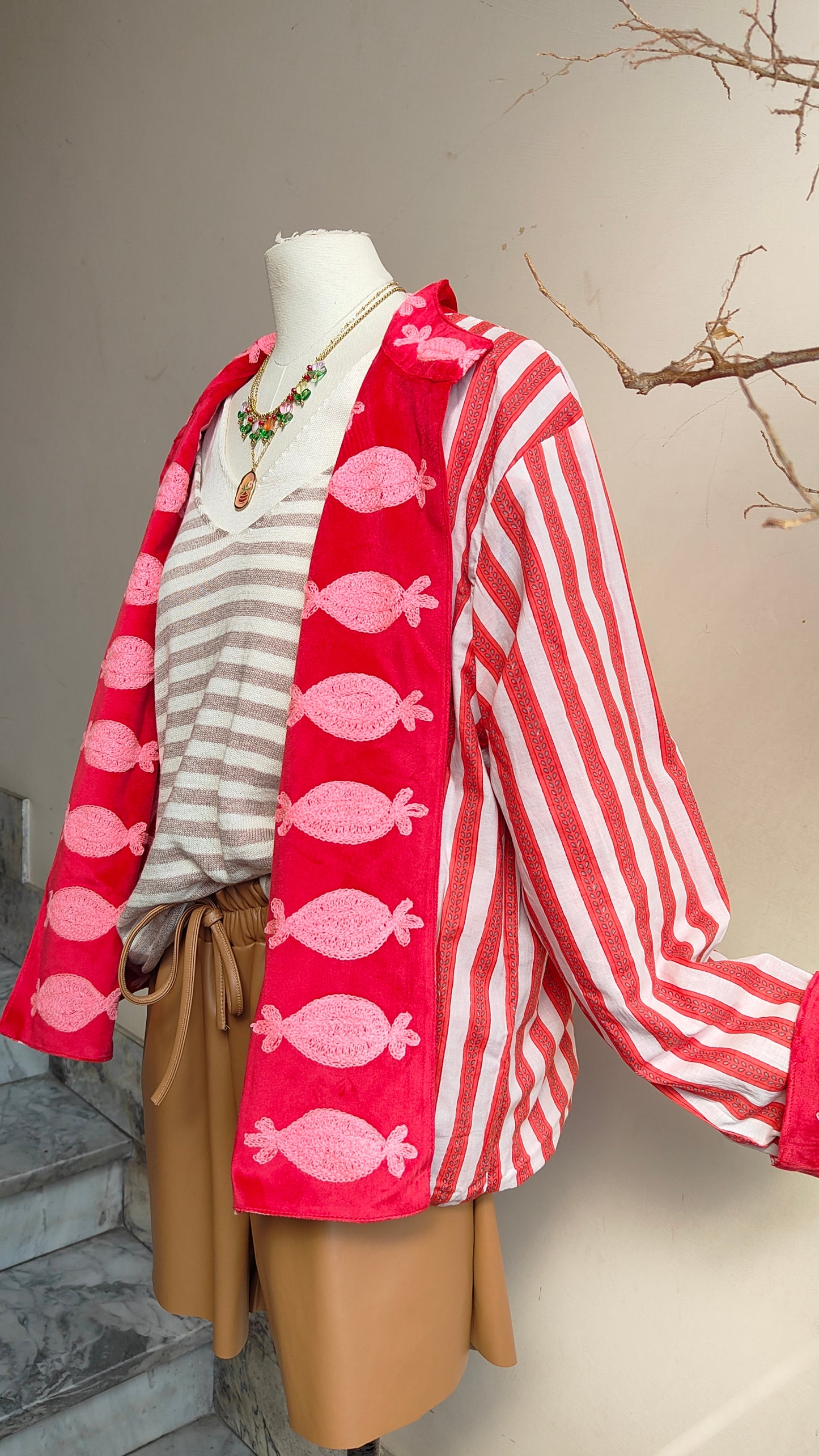 Giacca Boho con Tasche Laterali