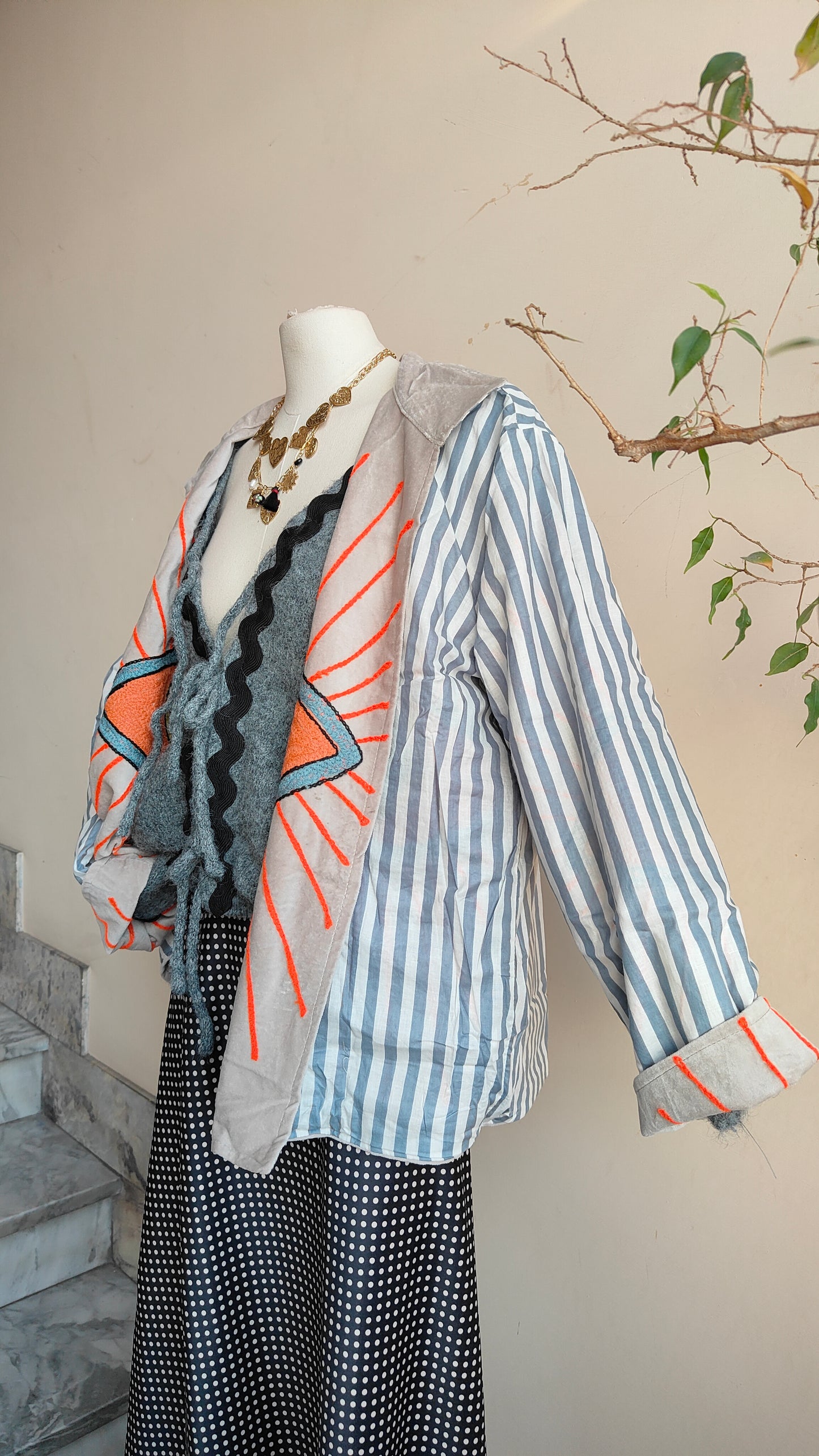 Giacca Boho con Tasche Laterali