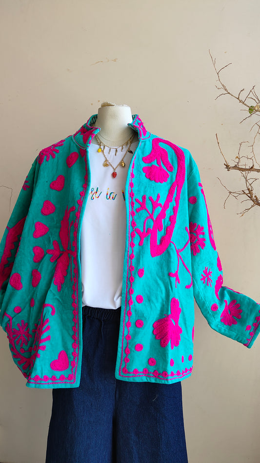 Giacca Boho con Tasche Laterali