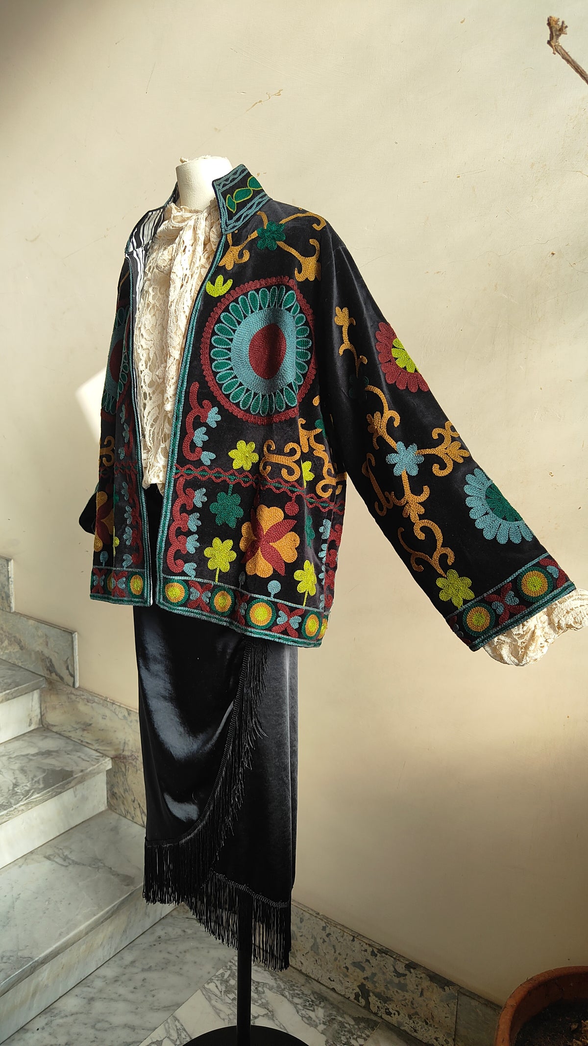 Giacca Boho con Tasche Laterali