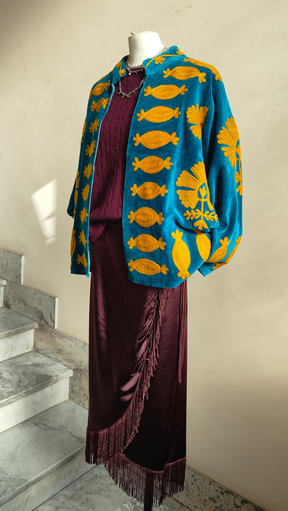 Giacca Boho con Tasche Laterali