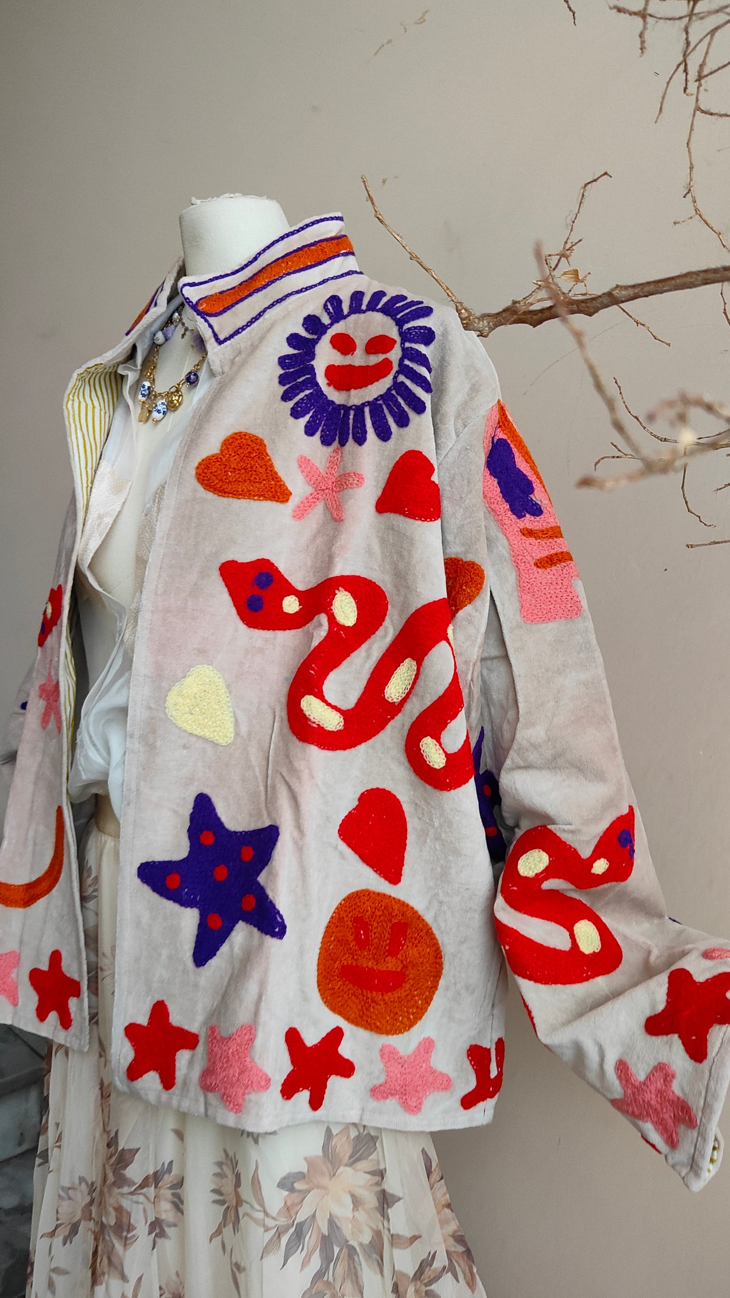 Giacca Boho con Tasche Laterali