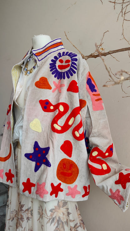 Giacca Boho con Tasche Laterali