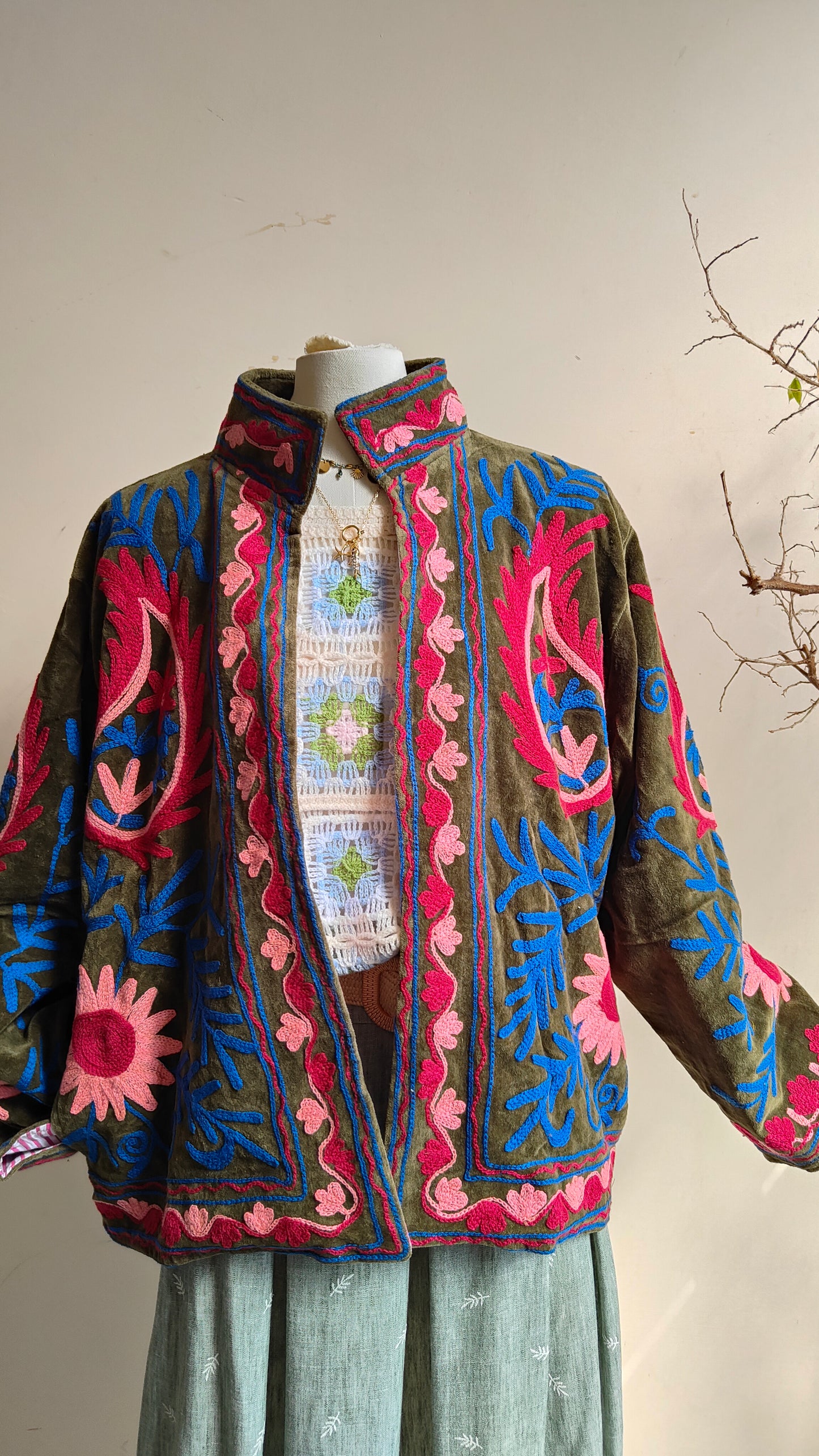 Giacca Boho con Tasche Laterali