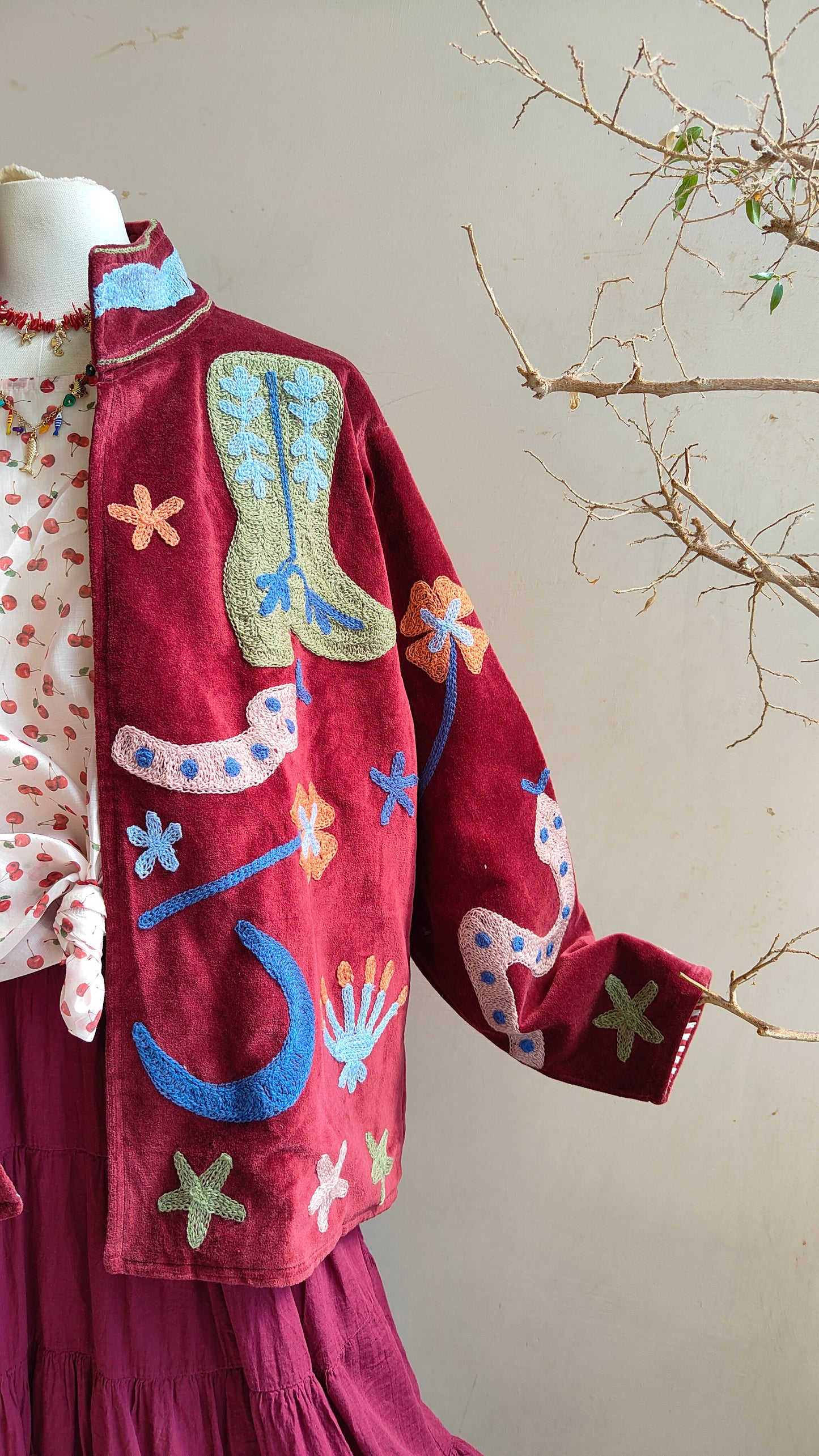 Giacca Boho con Tasche Laterali