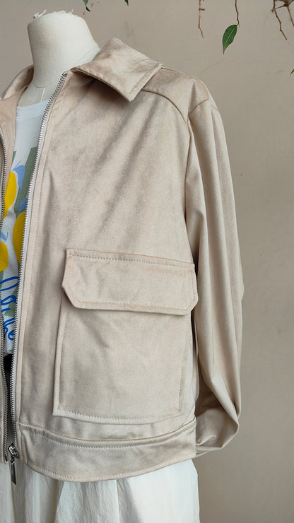 Giacca suede tasca