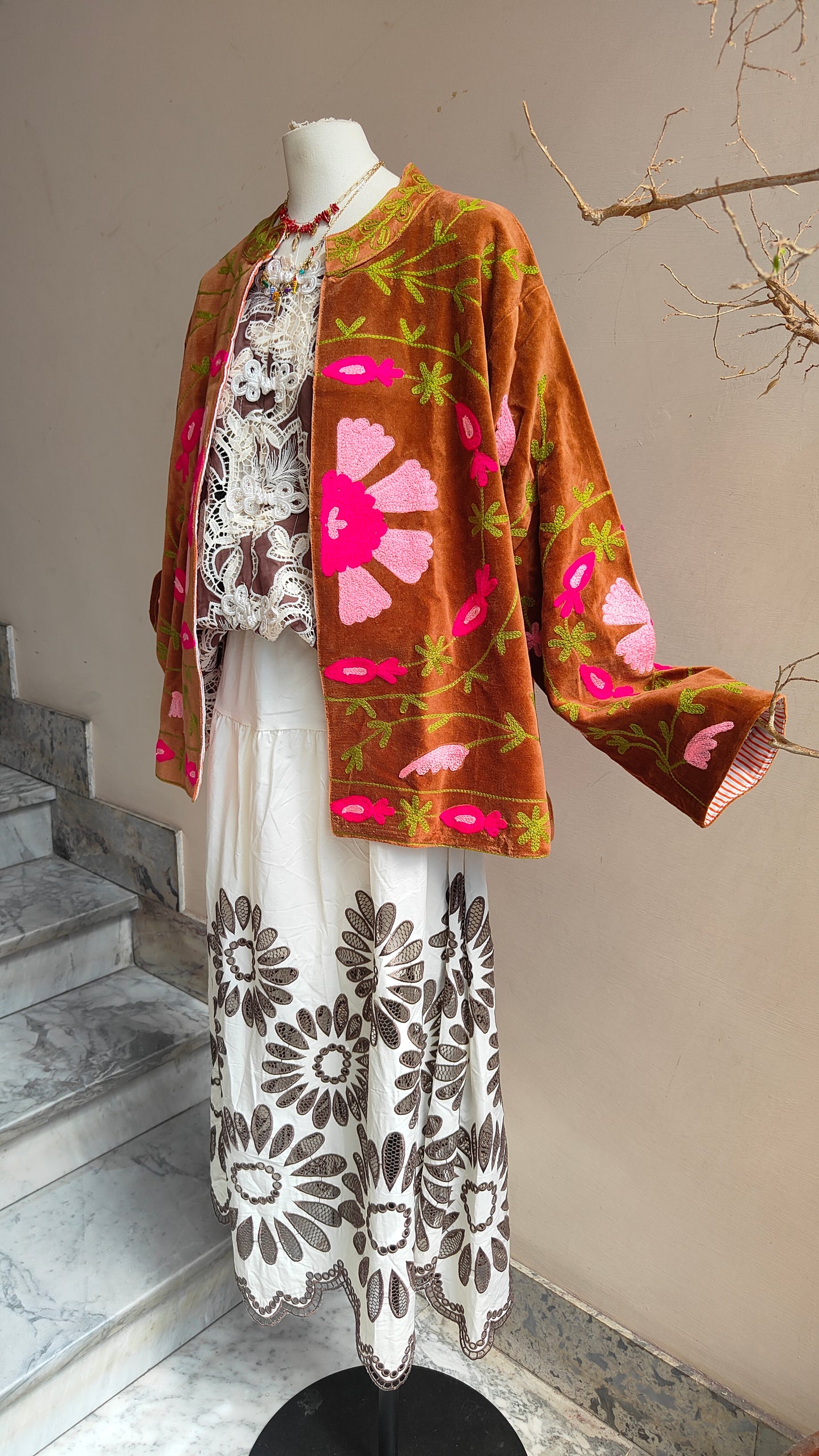 Giacca Boho con Tasche Laterali