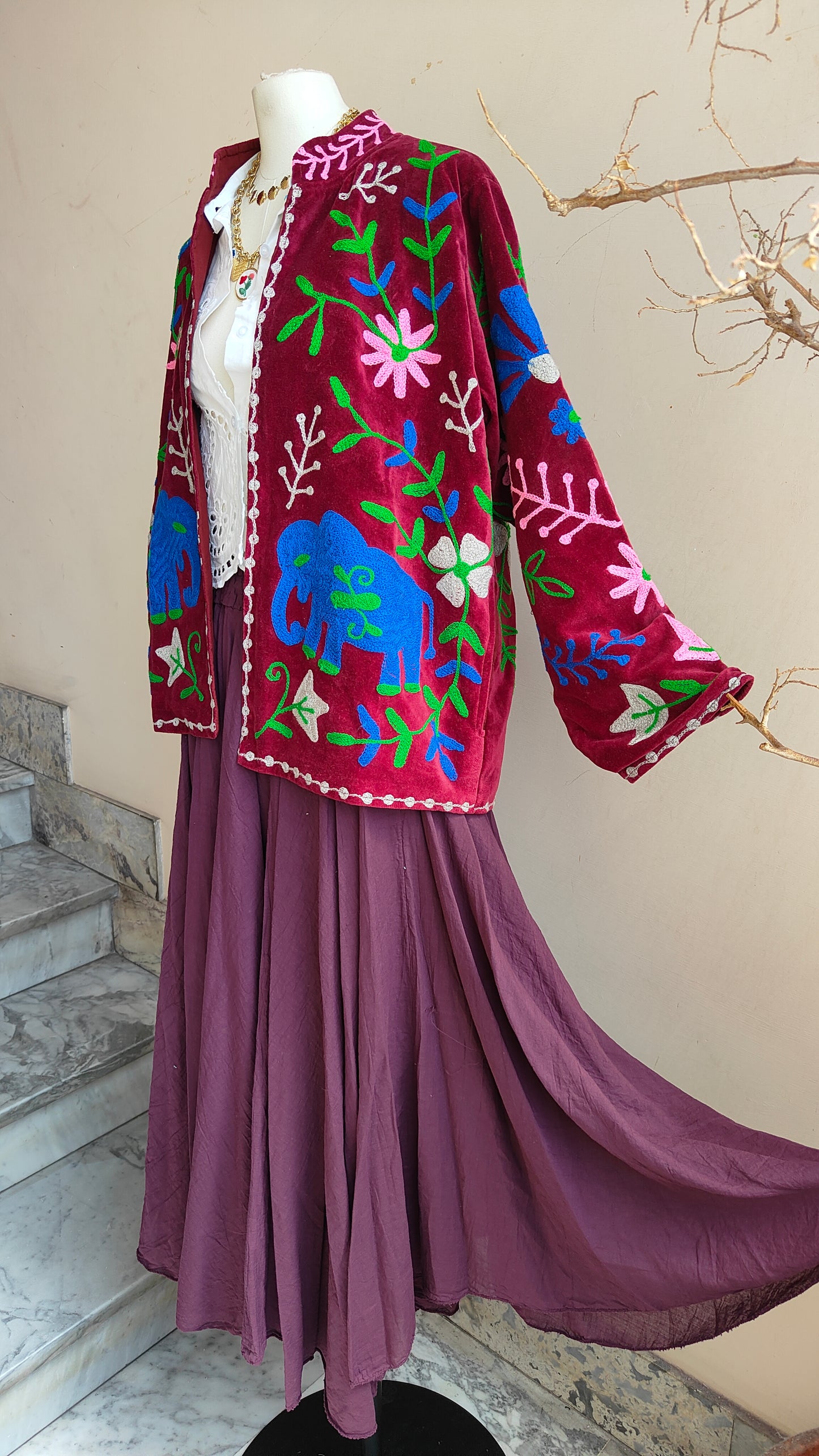 Giacca Boho con Tasche Laterali