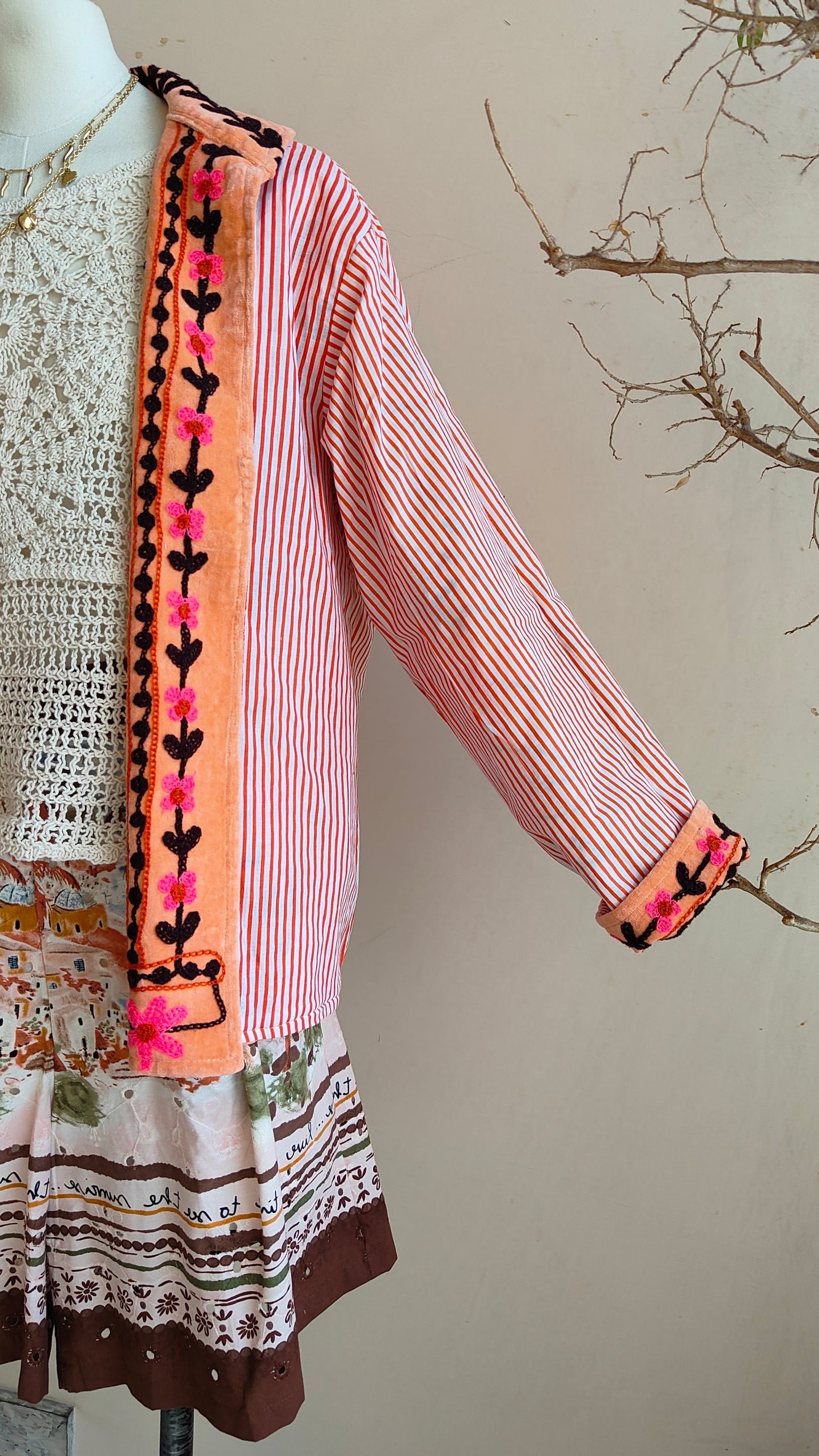 Giacca Boho con Tasche Laterali