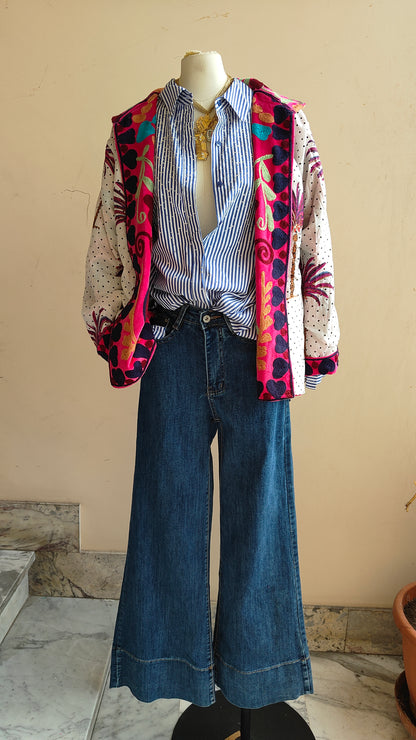 Giacca Boho con Tasche Laterali