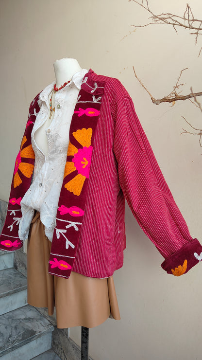 Giacca Boho con Tasche Laterali