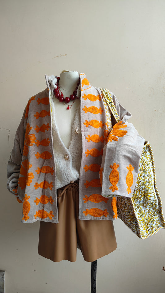 Giacca Boho con Tasche Laterali