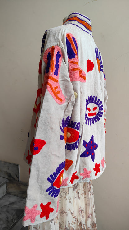 Giacca Boho con Tasche Laterali