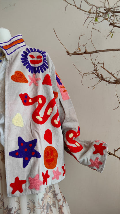 Giacca Boho con Tasche Laterali