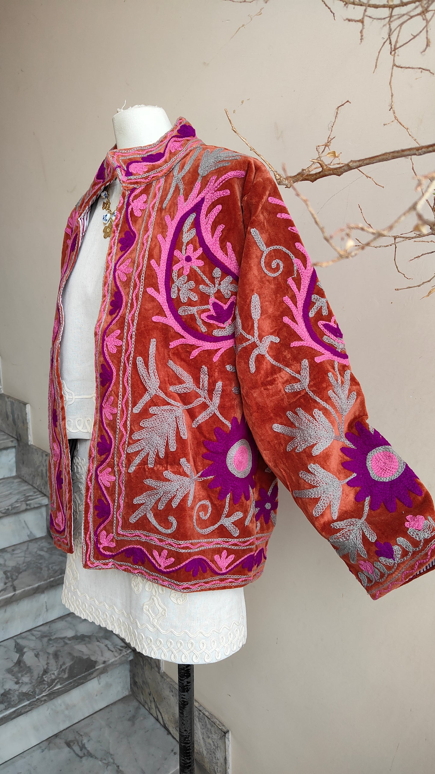 Giacca Boho con Tasche Laterali
