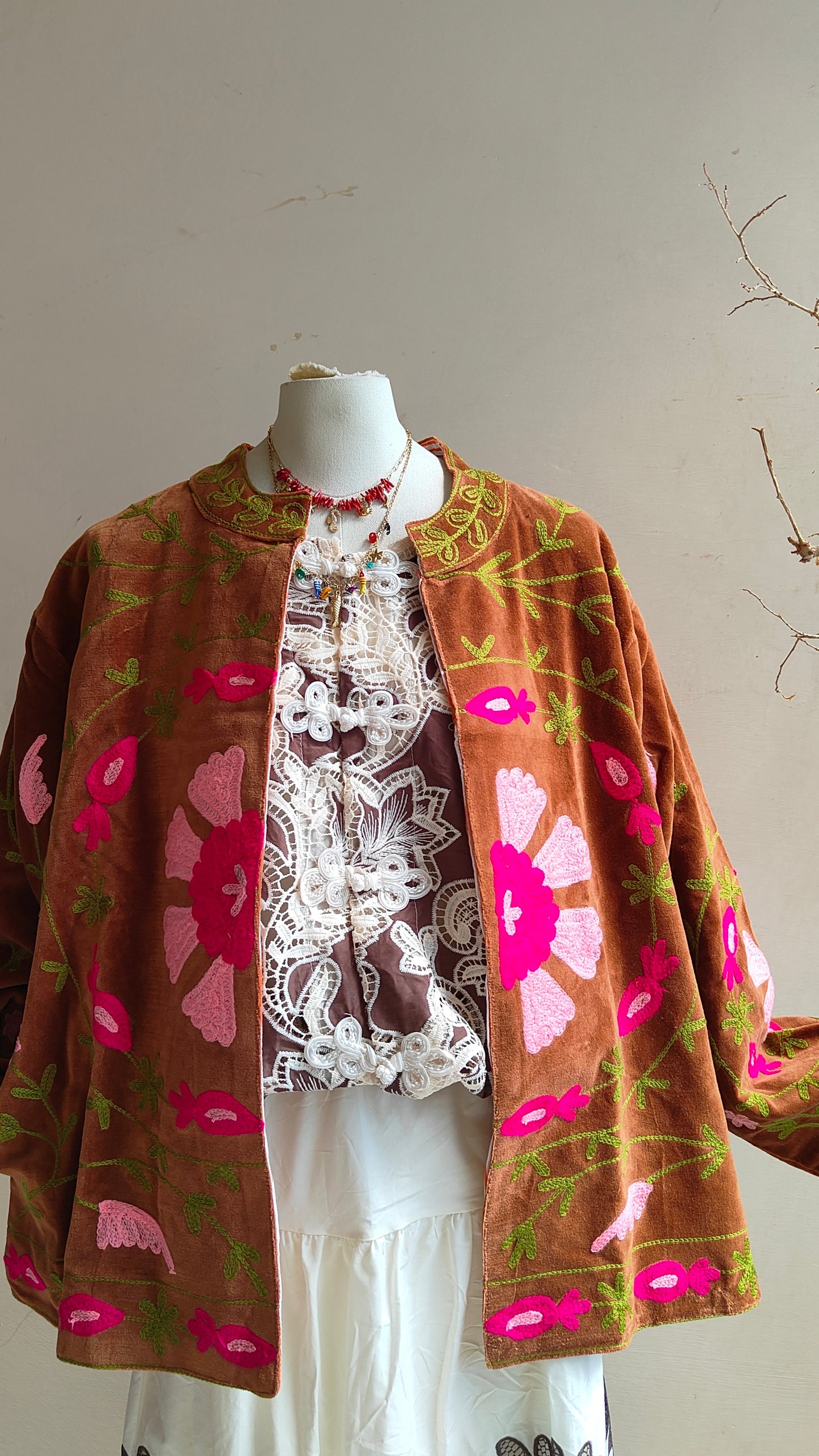 Giacca Boho con Tasche Laterali
