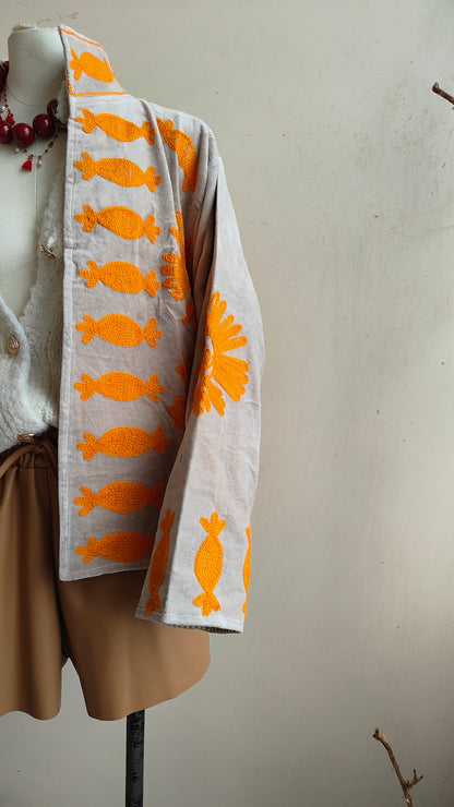 Giacca Boho con Tasche Laterali
