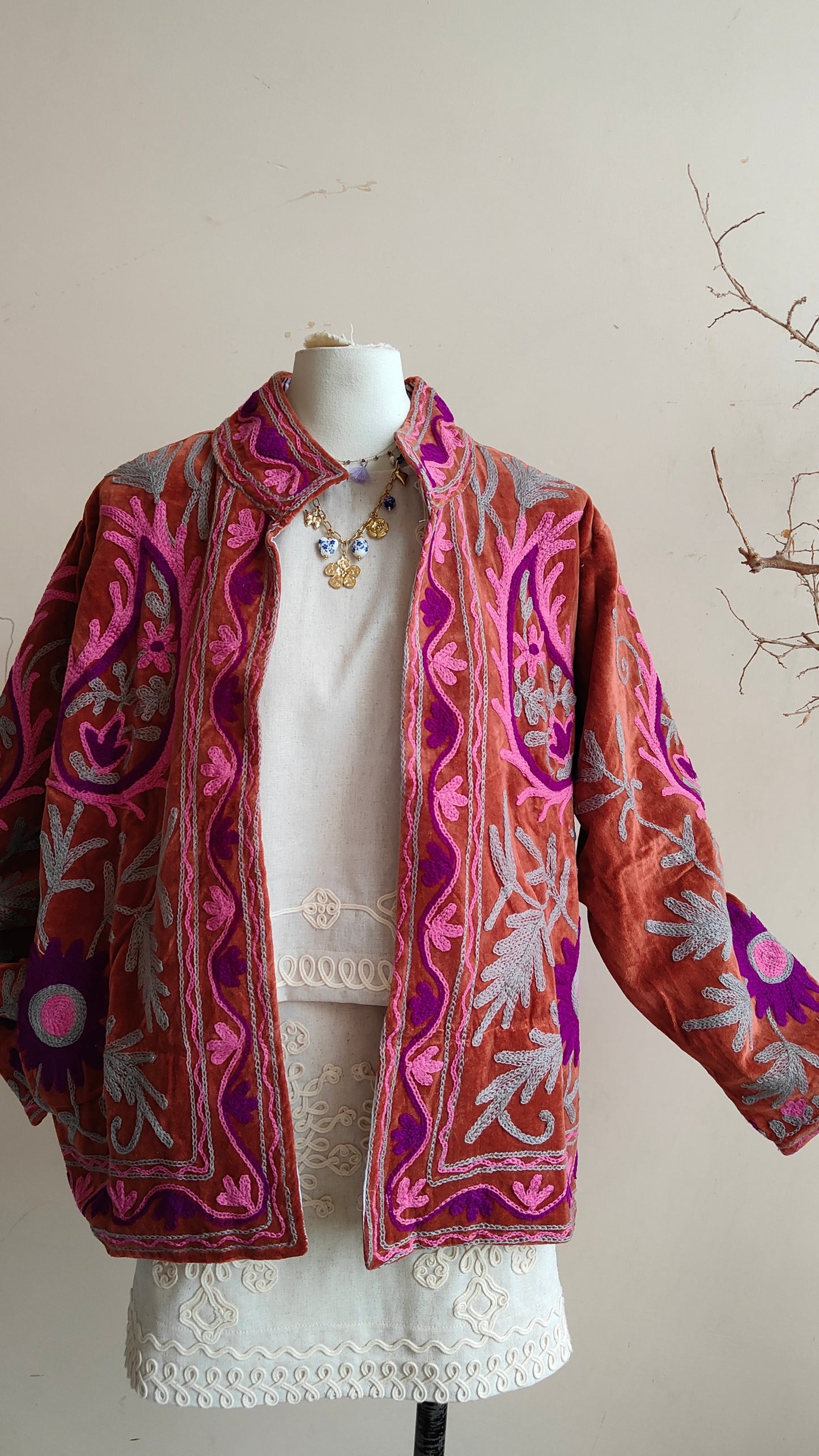 Giacca Boho con Tasche Laterali