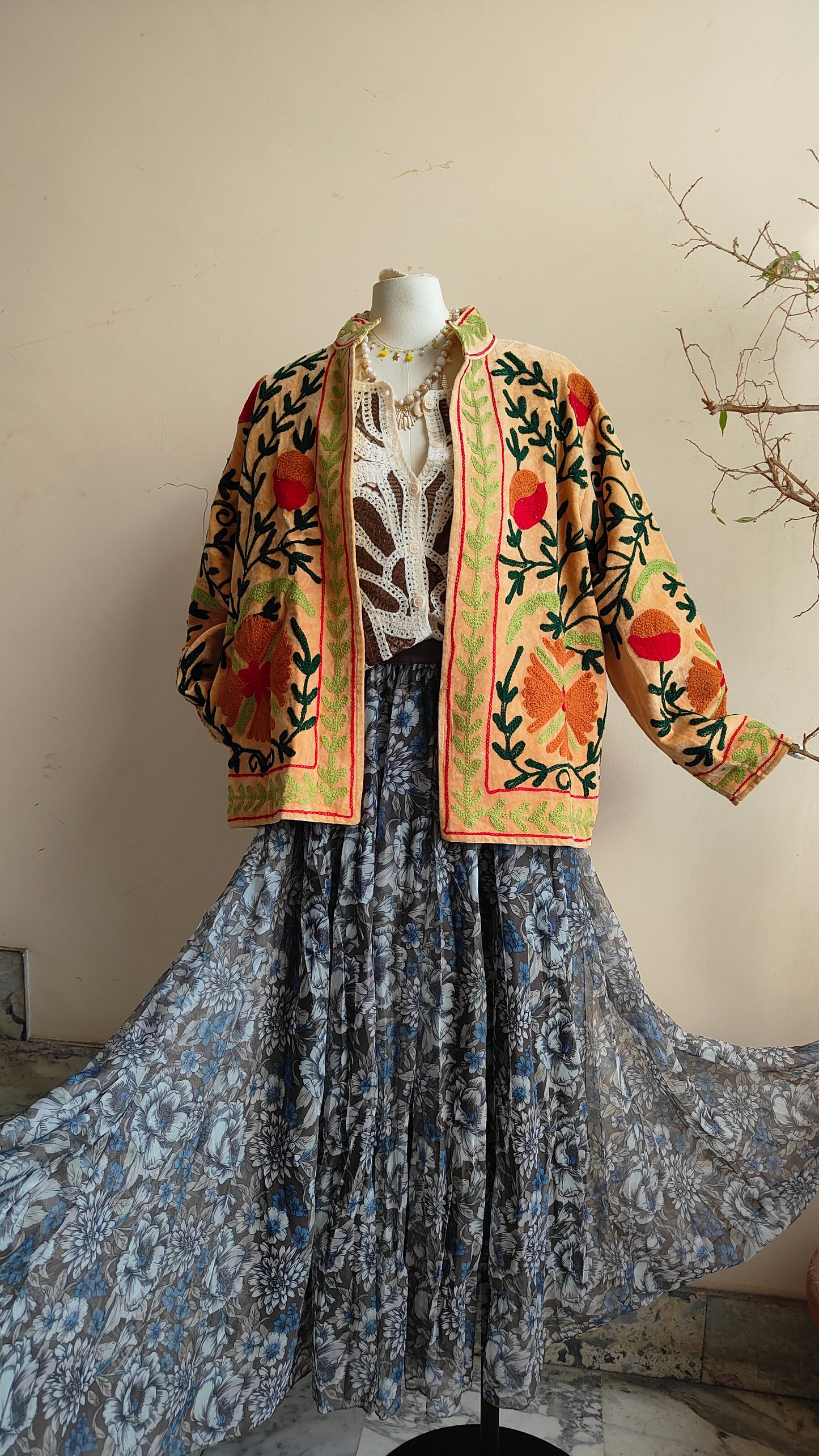 Giacca Boho con Tasche Laterali