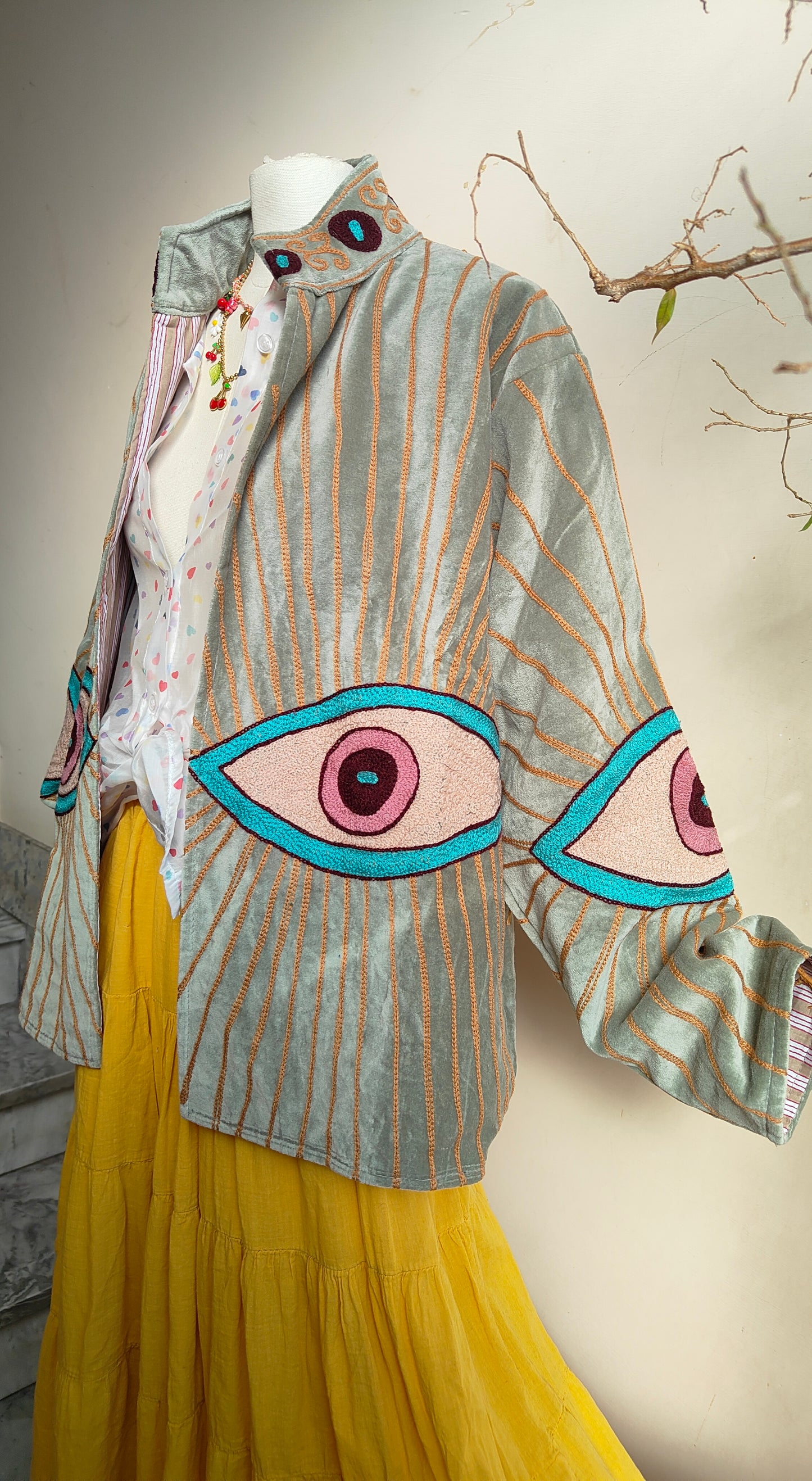 Giacca Boho con Tasche Laterali