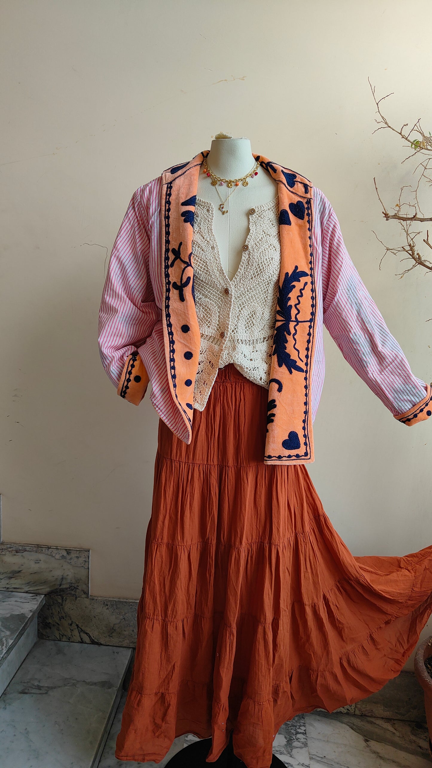 Giacca Boho con Tasche Laterali