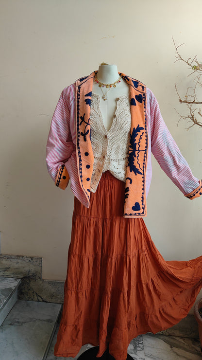 Giacca Boho con Tasche Laterali