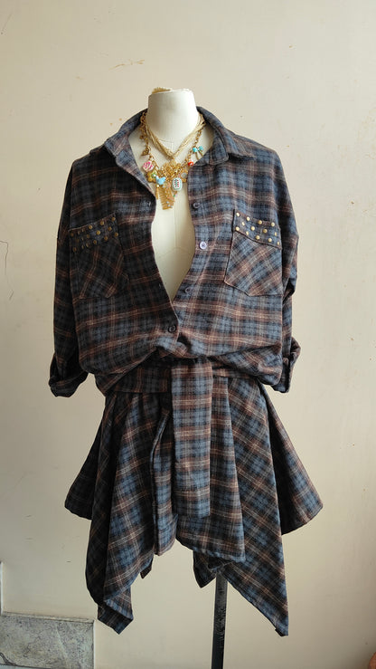 COMPLETO CHECK BORCHIE – CAMICIA & GONNA ASIMMETRICA