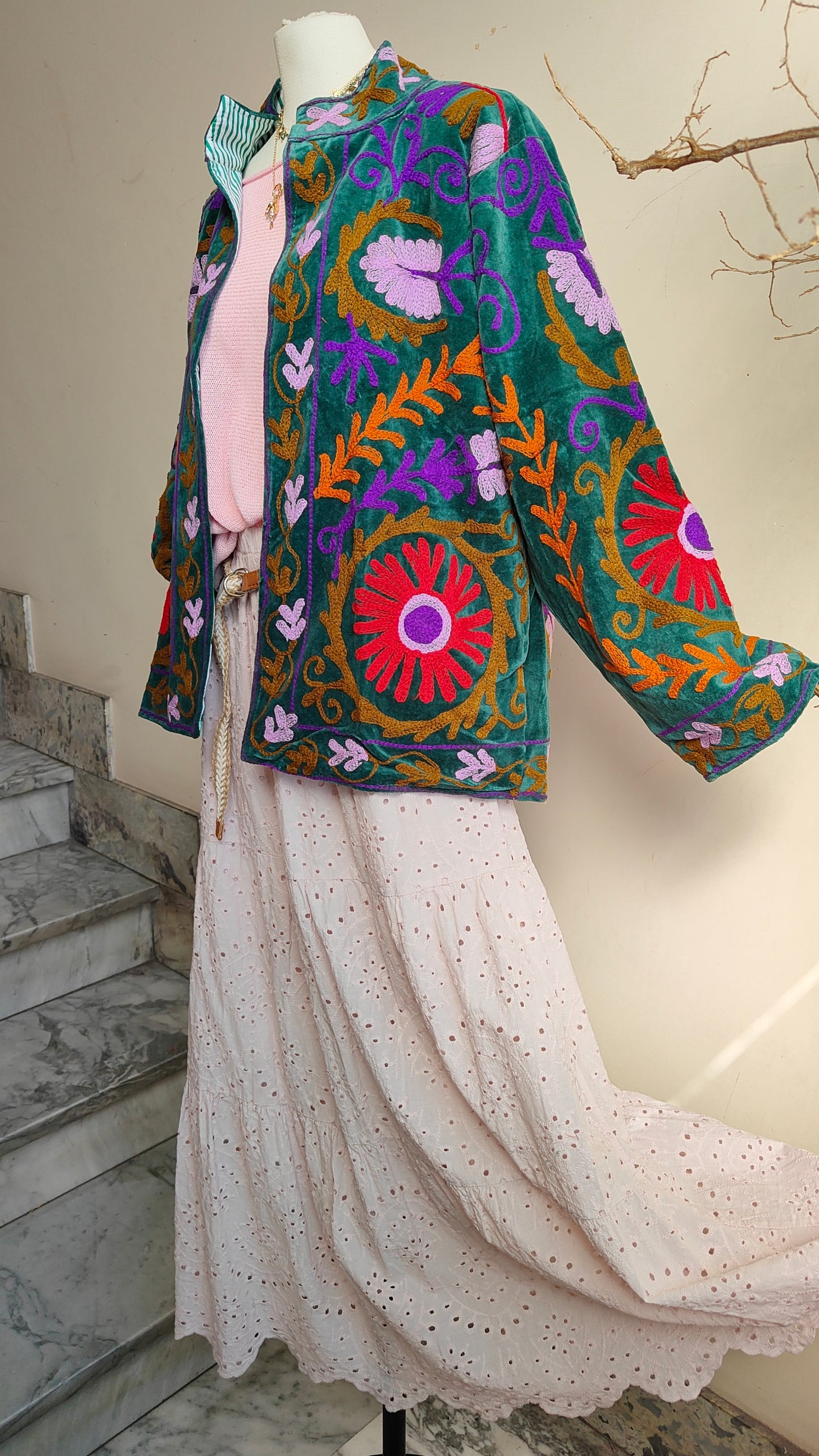 Giacca Boho con Tasche Laterali