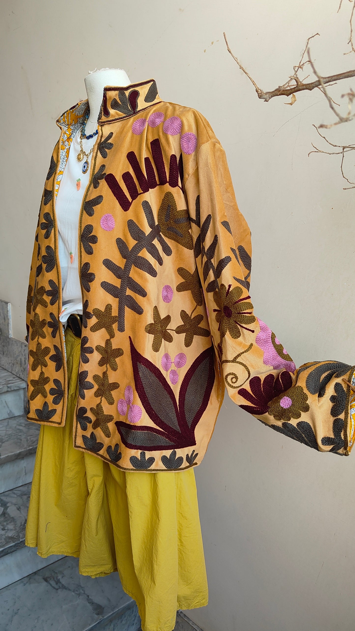 Giacca Boho con Tasche Laterali