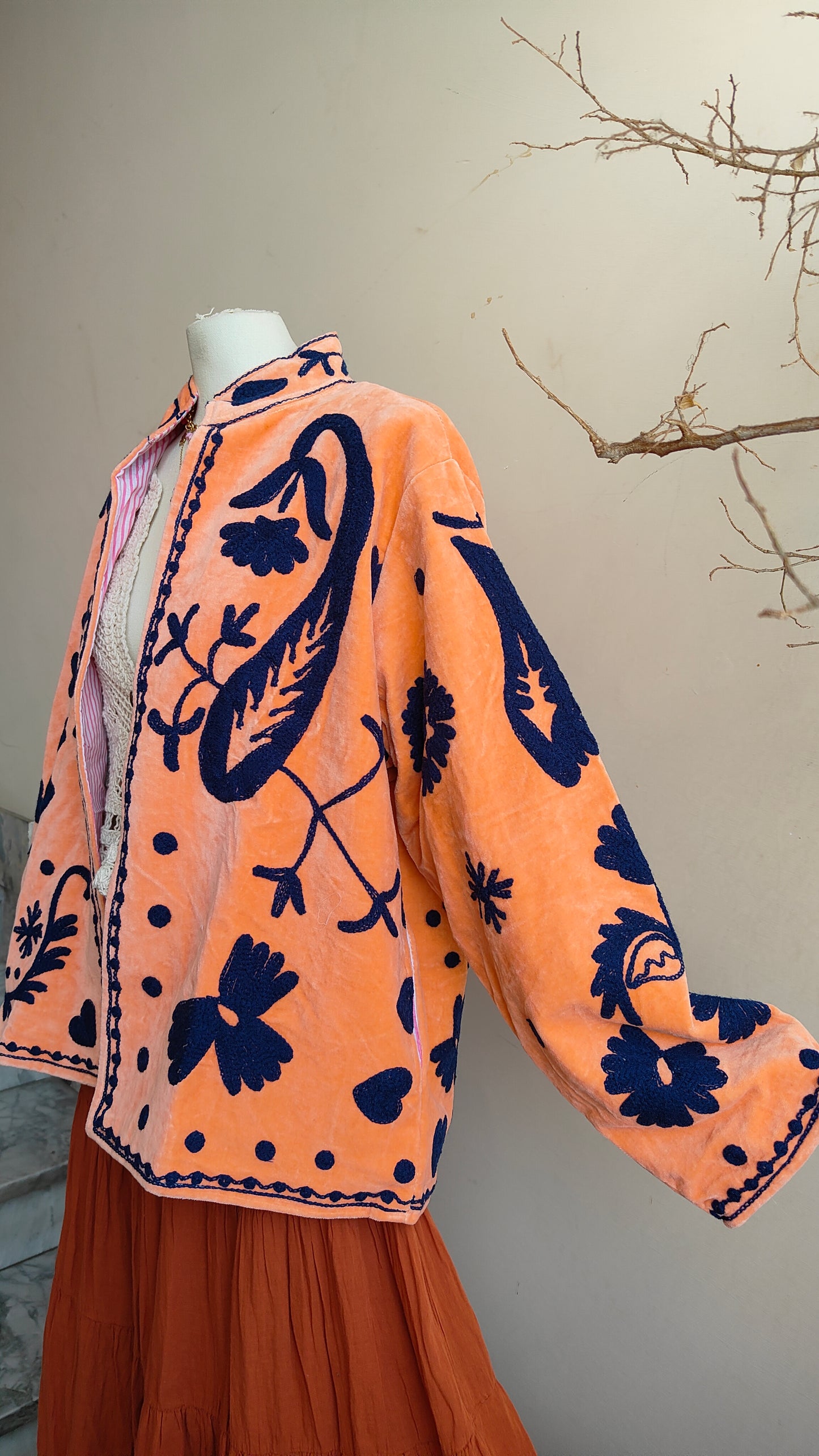 Giacca Boho con Tasche Laterali