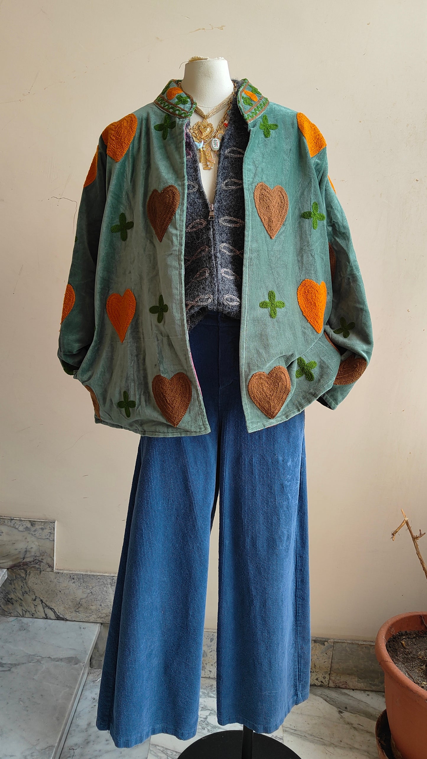 Giacca Boho con Tasche Laterali