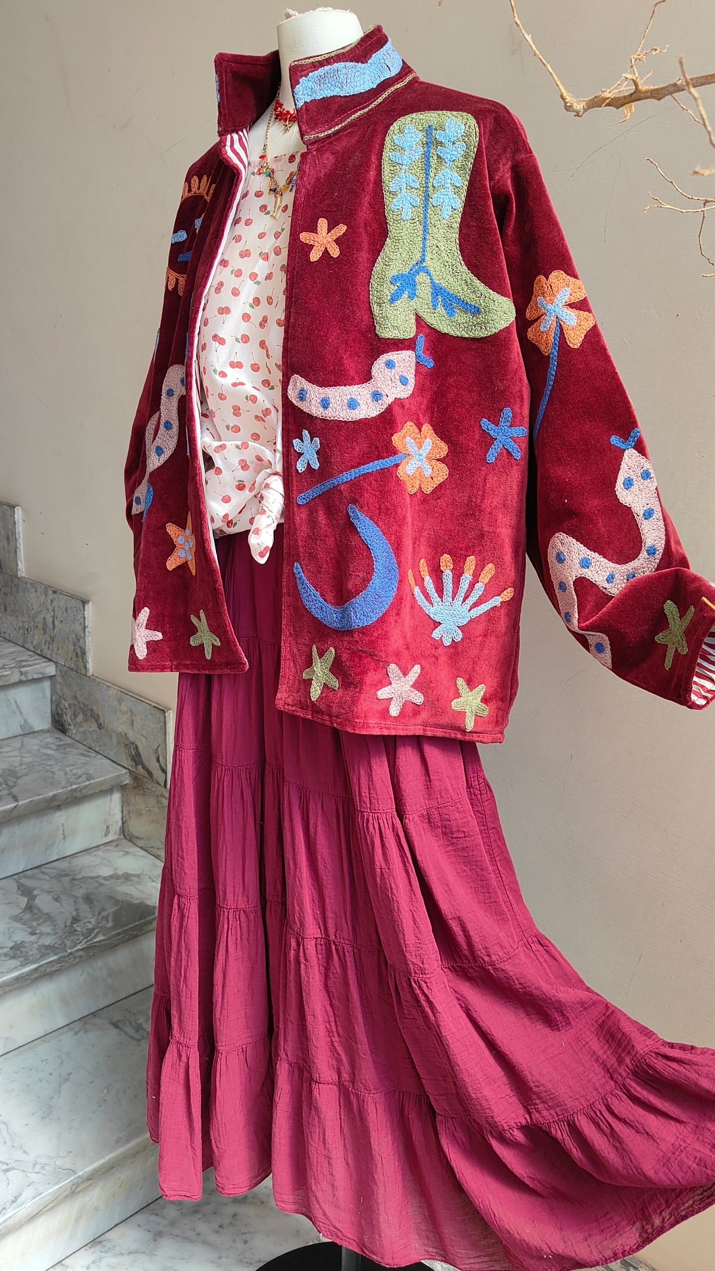 Giacca Boho con Tasche Laterali