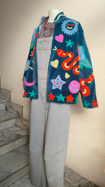 Giacca Boho con Tasche Laterali