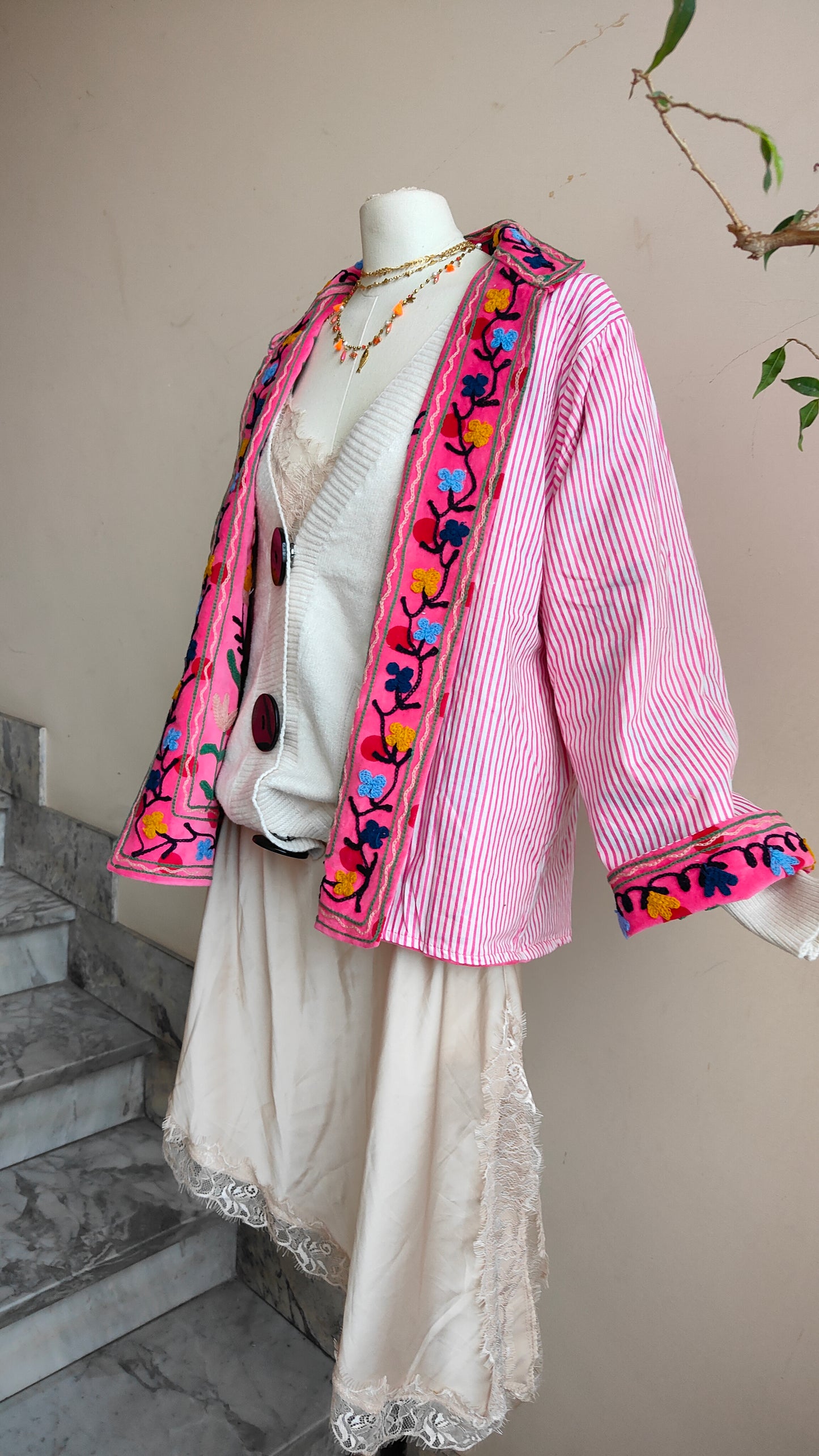 Giacca Boho con Tasche Laterali