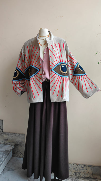 Giacca Boho con Tasche Laterali