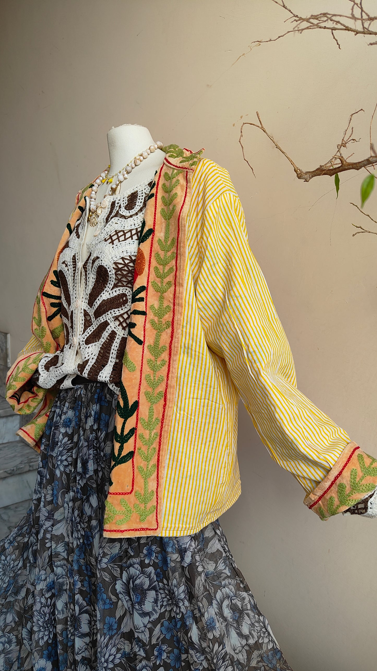 Giacca Boho con Tasche Laterali