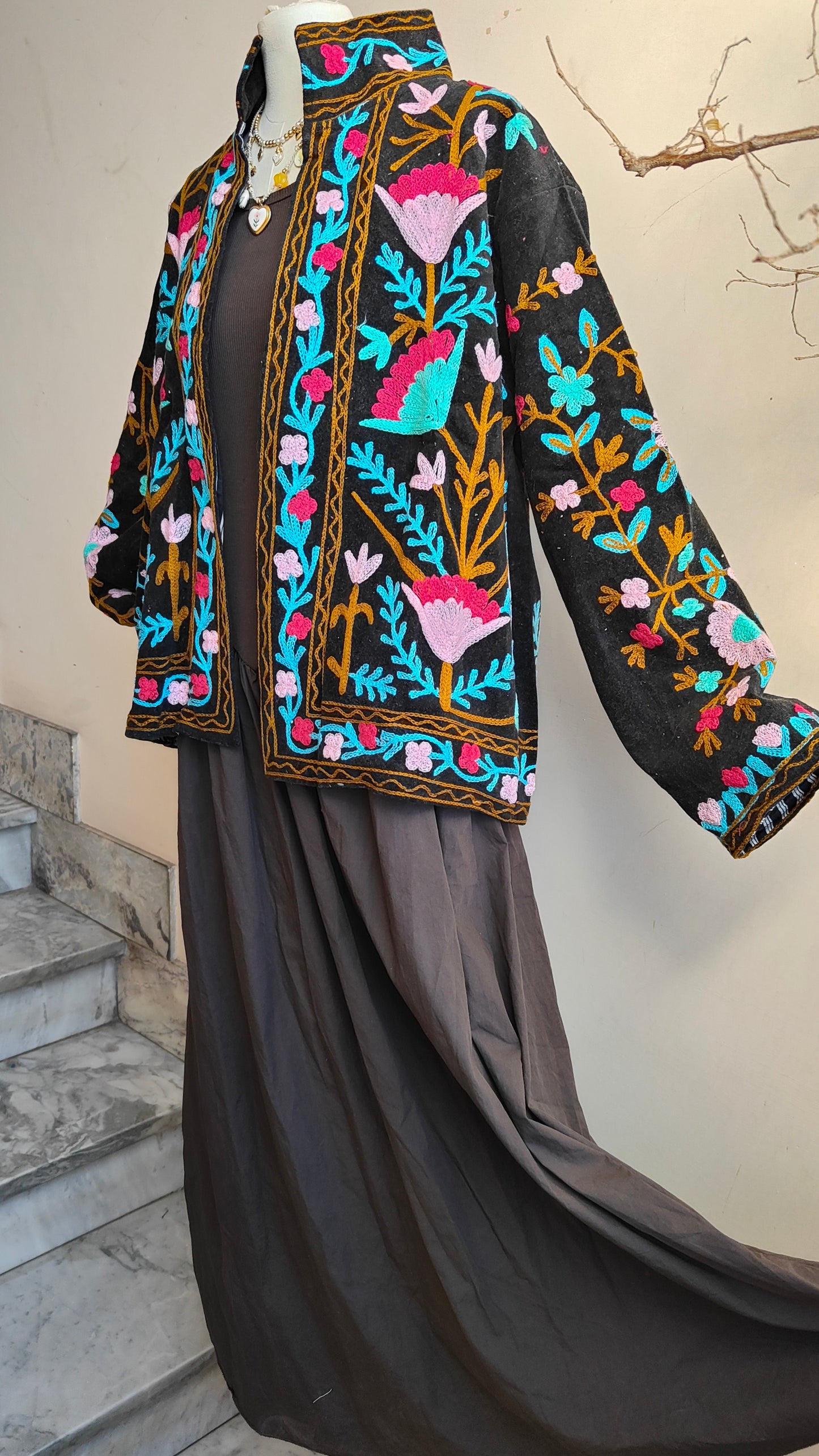 Giacca Boho con Tasche Laterali