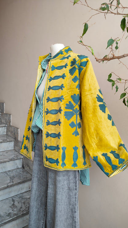 Giacca Boho con Tasche Laterali