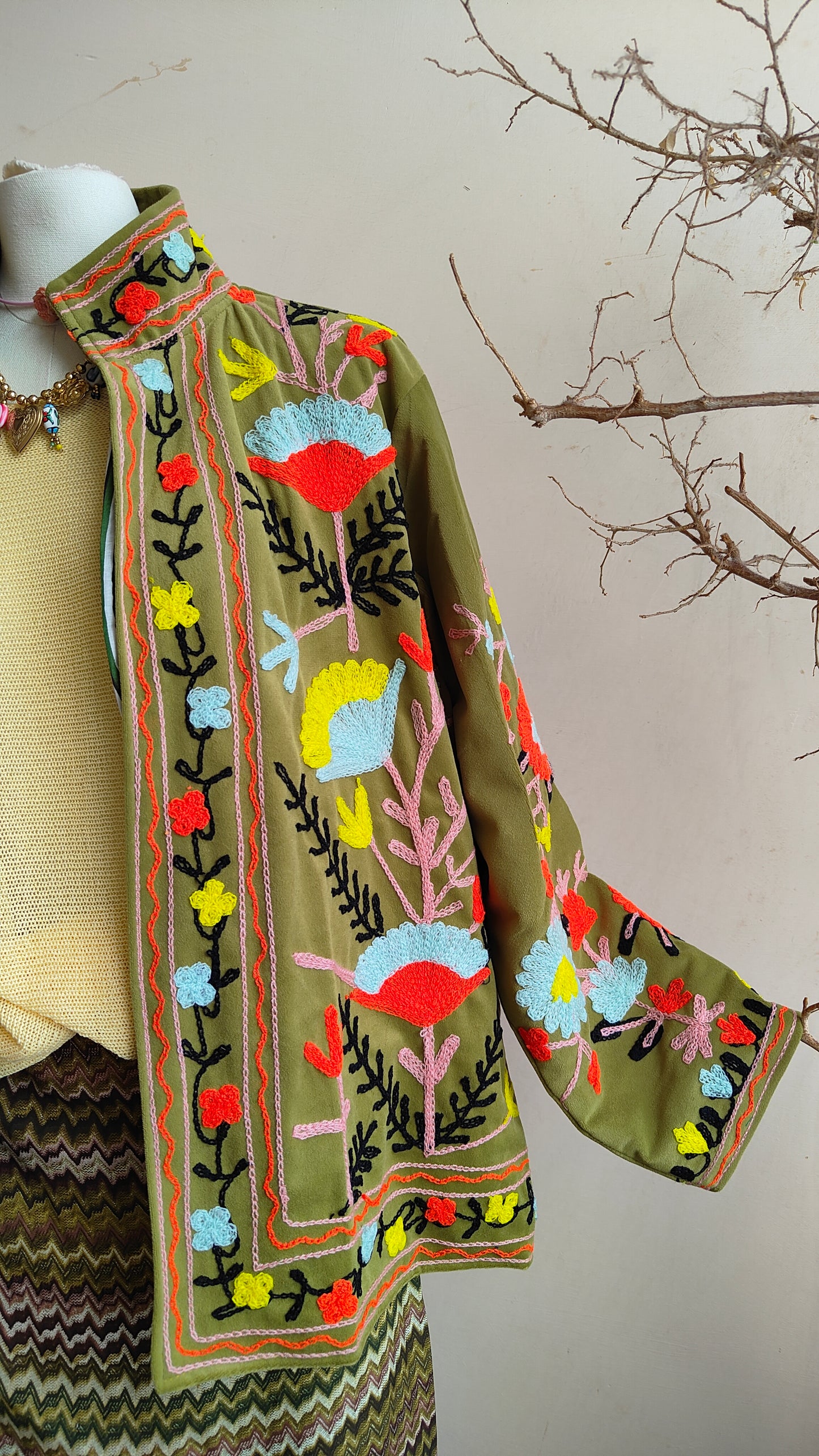 Giacca Boho con Tasche Laterali
