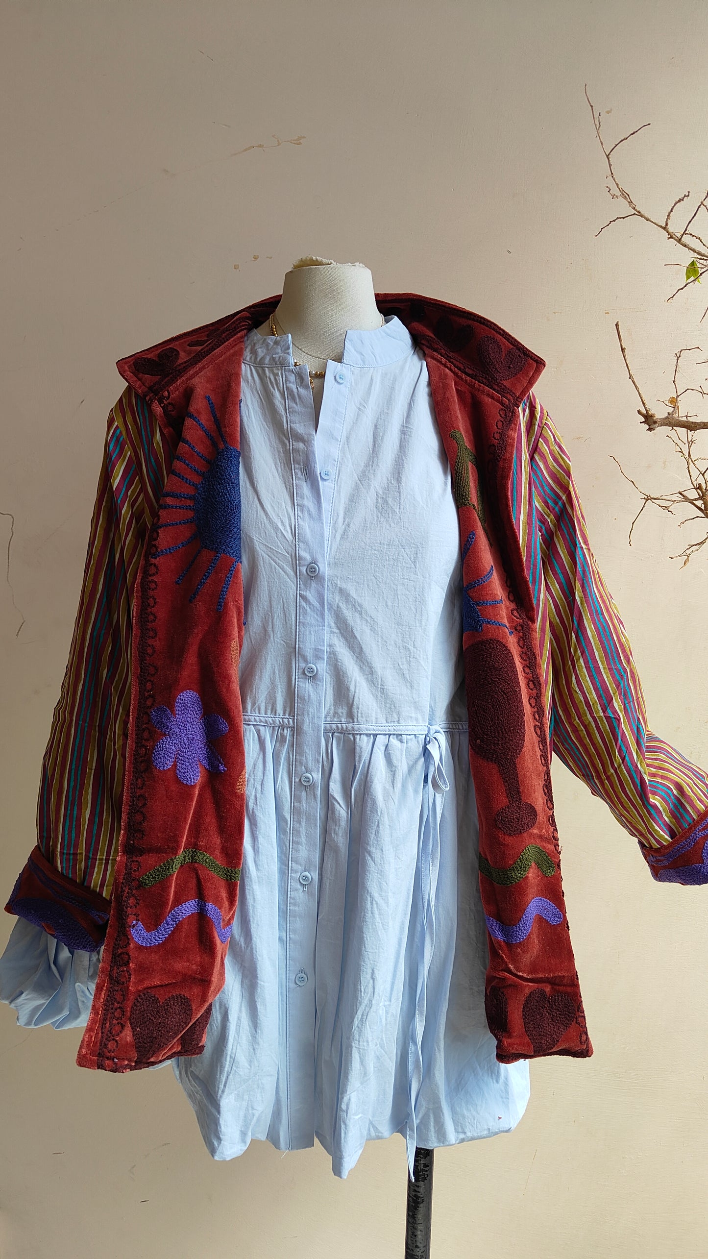 Giacca Boho con Tasche Laterali